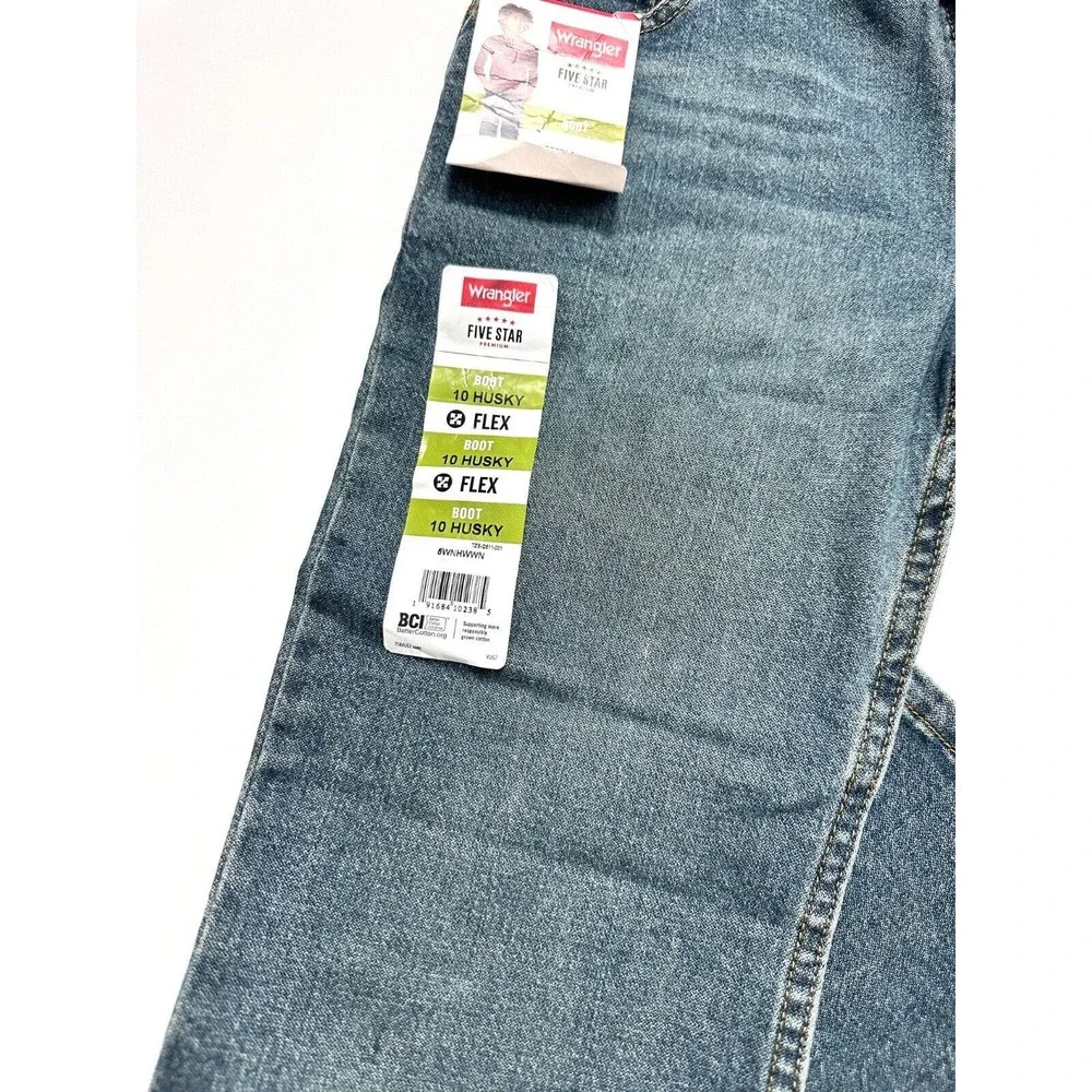 NWT Wrangler Five Star Boys Regular Adjust Waist Boot Cut Flex Comfort Jeans 10H - Picture 3 of 9